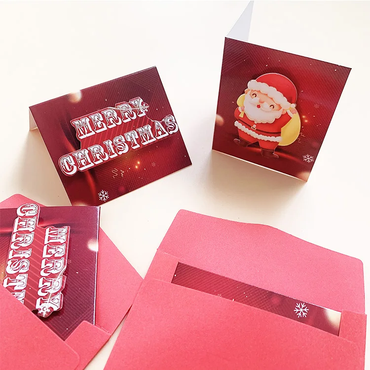 custom laminated Christmas art paper card printed with Qr code personalized Small Business Custom Card For Brand Gift Box