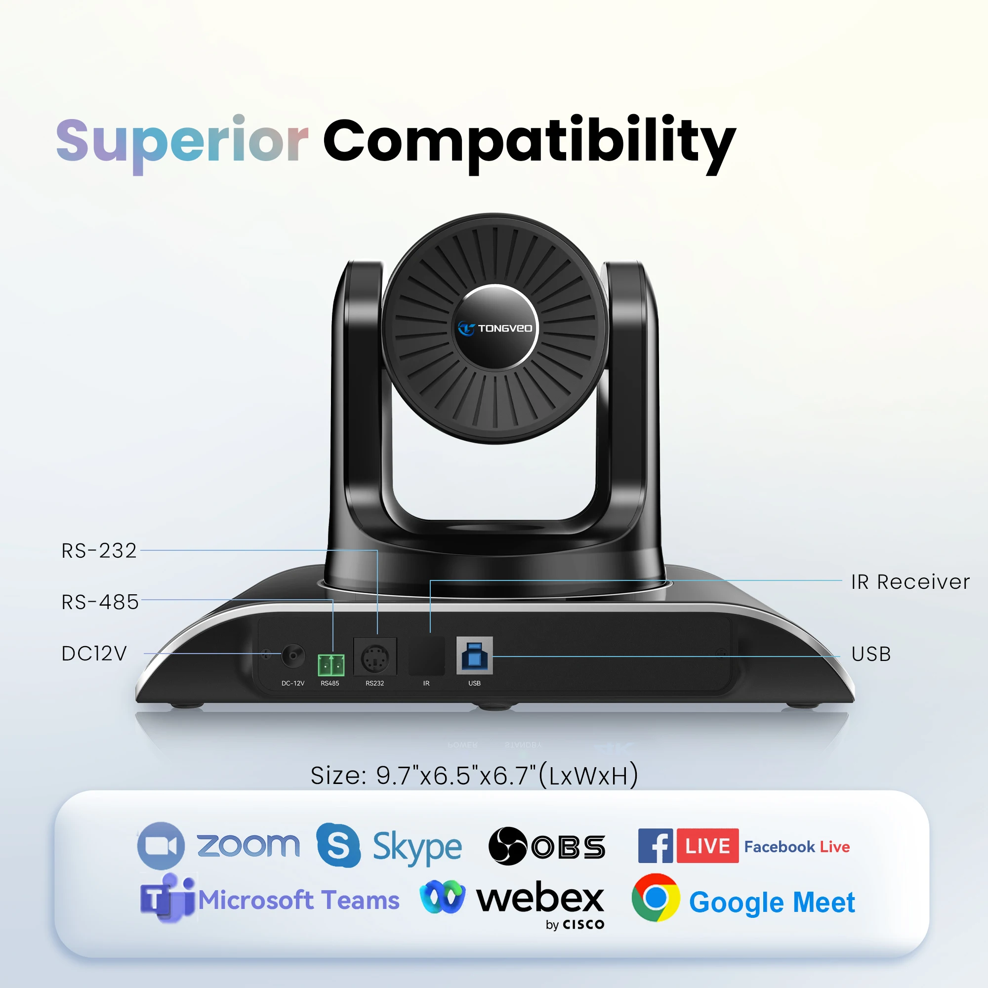 Hot Sale Tongveo 4K PTZ Camera USB Auto-Tracking Camera with 5X Digital Zoom for Video Conference