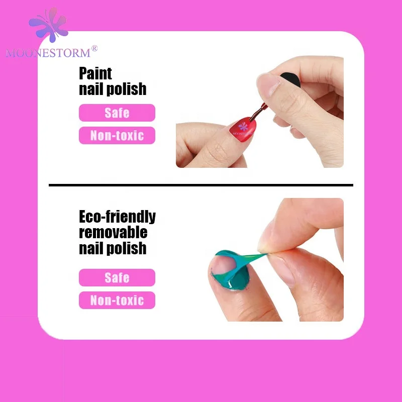 Kids Manicure Set Pretend Play Makeup Manicures Children Nail Polish with Nail Dryer and Stickers Nail Art Studio for Girls
