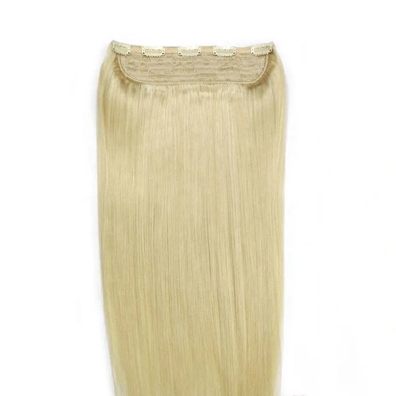 100% Real Human Hair One Piece 3/4 Full Head Clip on Hair Extensions for Women