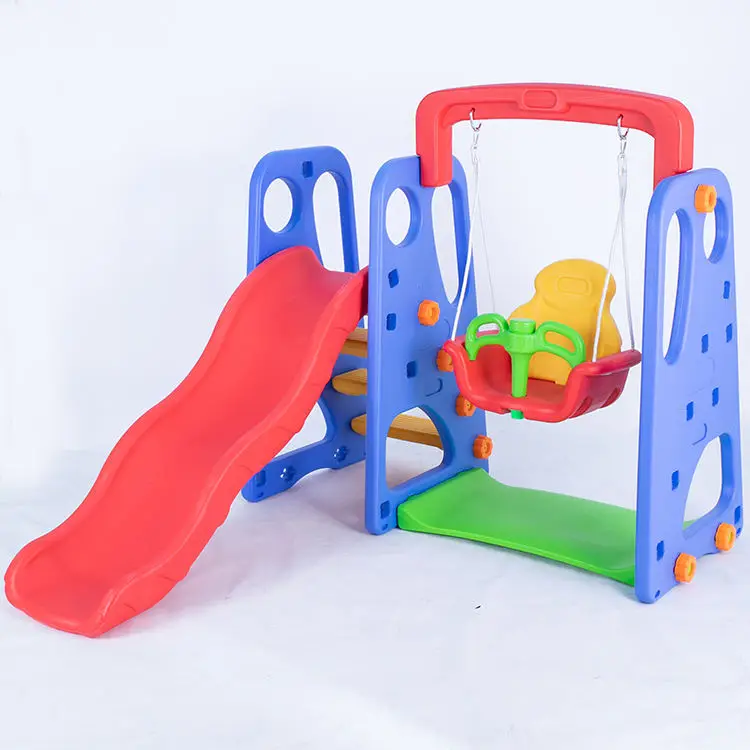 Wholesale Cute Kids Slides Indoor Plastic Playground Equipment Hot Sale Protecting Fold Slide With Basket Hoop