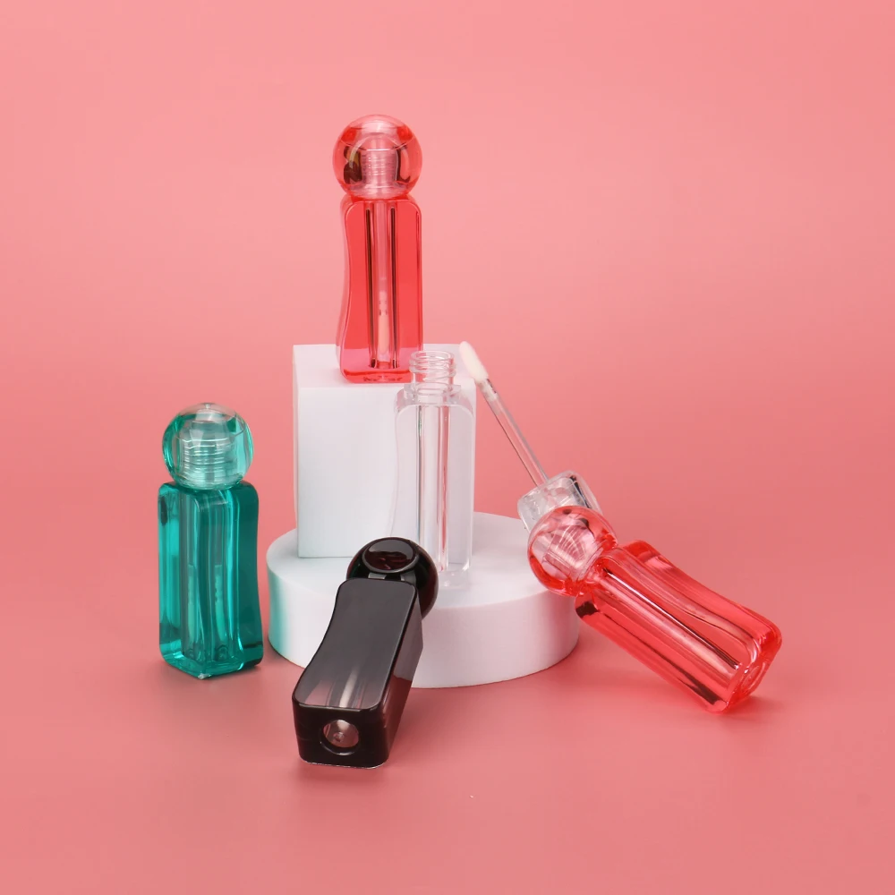 OMI Recyclable Clear Lipgloss Tubes 5ml Capacity Empty Cosmetic Containers with Brush Special Plastic Candy Shape Lipstick Tubes