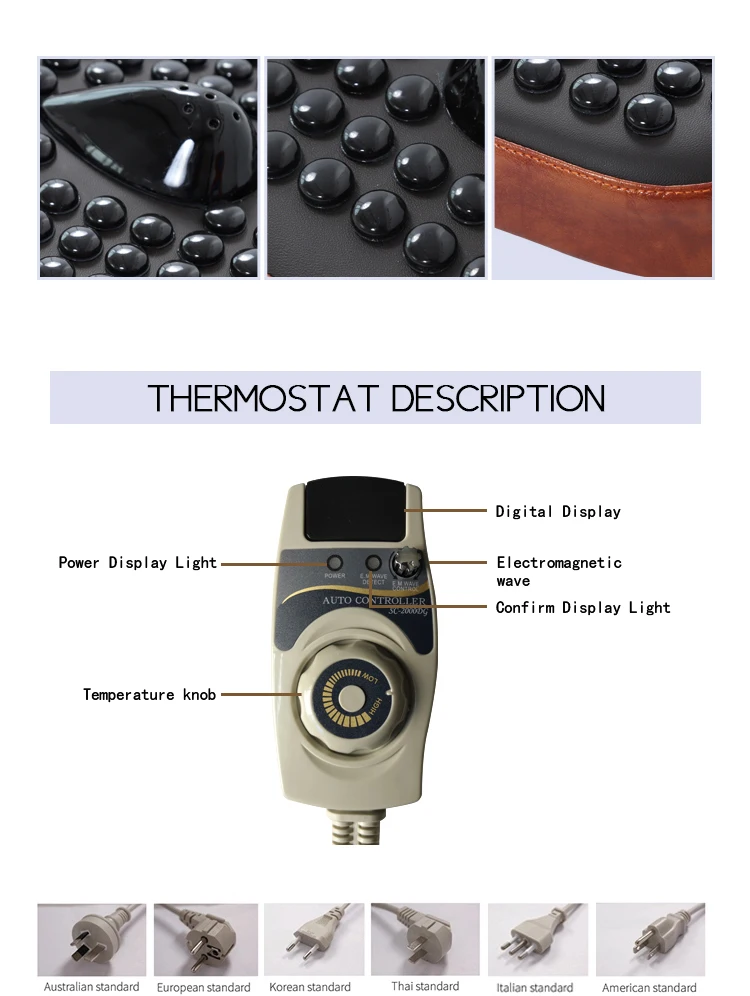 High quality thermal health fitness far infrared electric heating jade tourmaline cushion