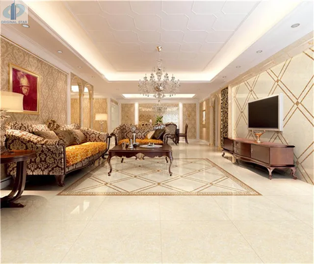 Living Room Glazed Polished Porcelain Tiles 600X600  Decorative Tiles Floor