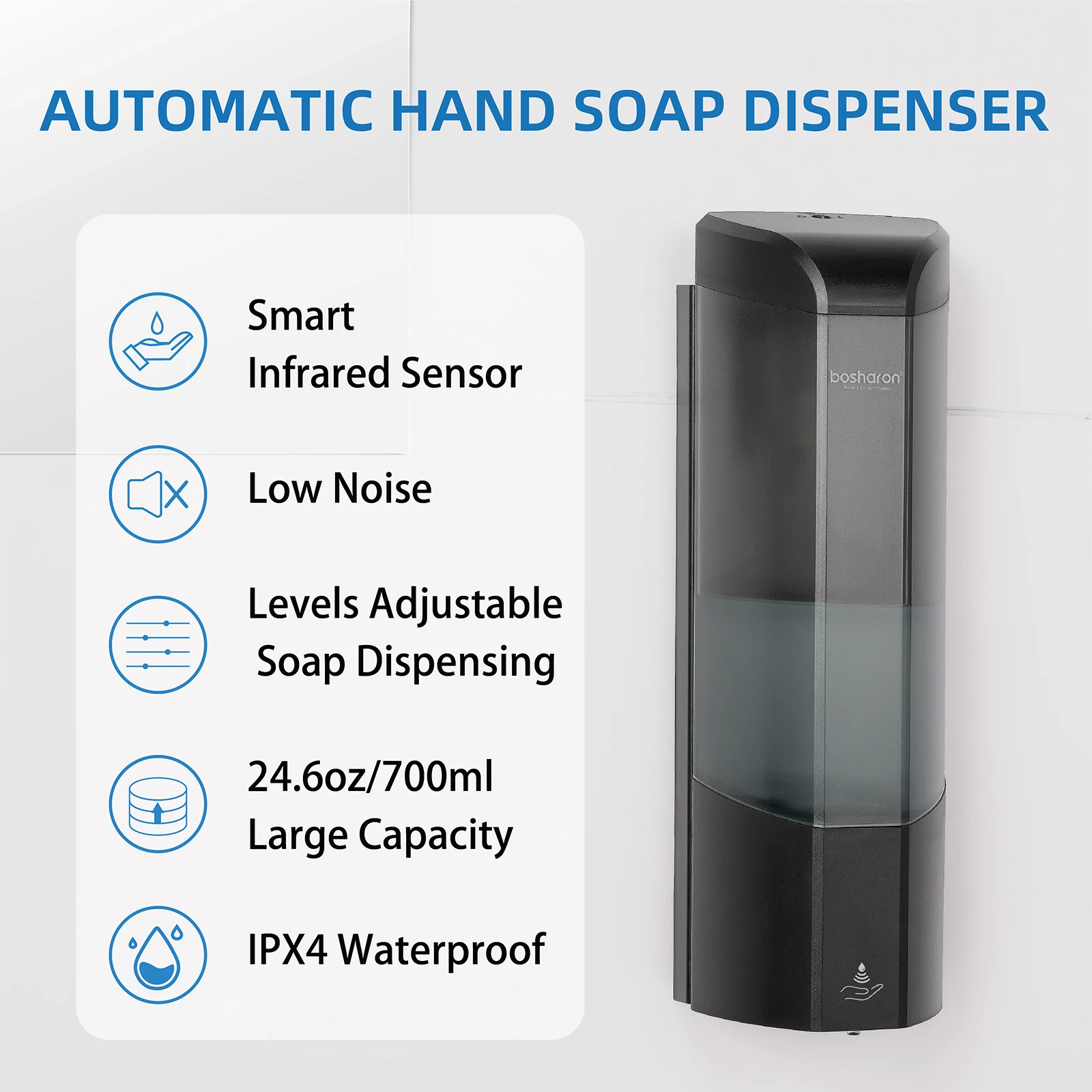 Factory OEM&ODM 700ML Smart Plastic intelligent Sensor Touchless sanitizer Liquid Soap Dispenser Automatic For office Kitchen
