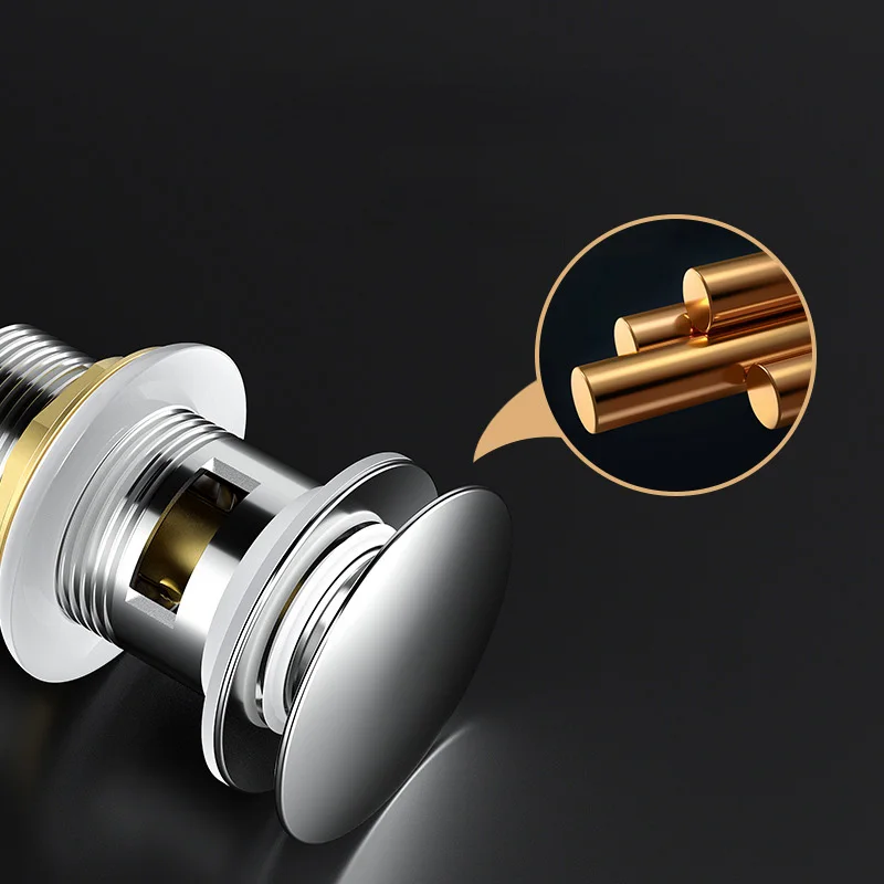 Sink Drain Universal Bathroom Sink Stopper  Plug With Basket Anti Clogging Pop Up  Without Overflow Drain