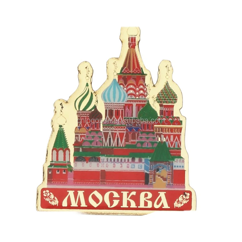 Factory Price Custom Design Fridge Magnet Mockba Red Square Metal Castle Souvenir Gift Decorative Accent