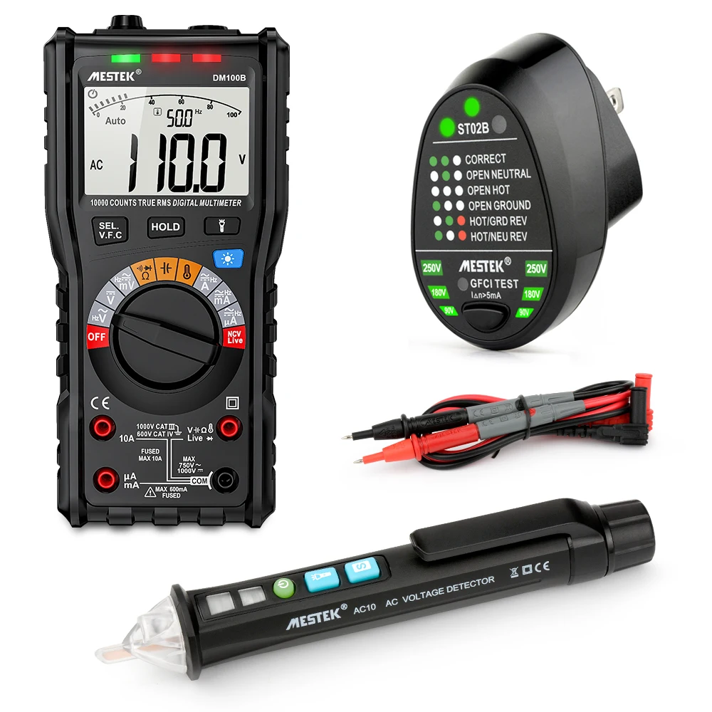 Original Manufacturer DM100B Auto True-RMS AC DC Voltage Current Ohm Capacity Multimeter With Voltage Detector Socket Tester