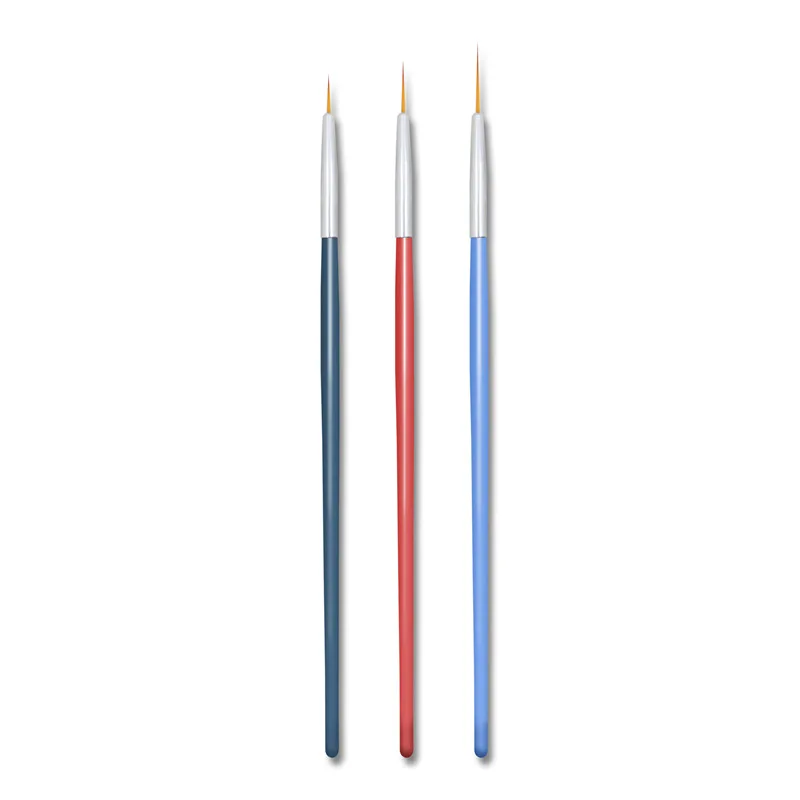 Professional 3pcs/set Nail Art Liner Brush Painting Fine Liner Flat Detail Painting Pen Kit with crystal Handle B