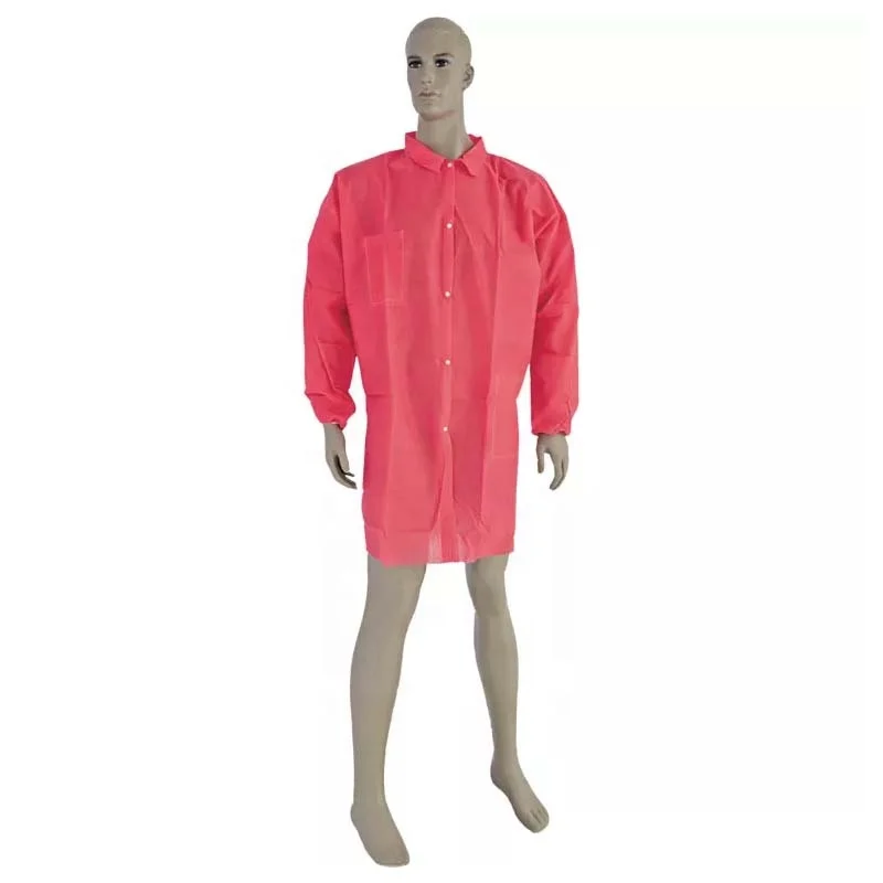 Personal Protective Disposable Lab Coat Hot Selling Colorful Shirt Collar Nonwoven Lab Coat Microporous Lab Coat