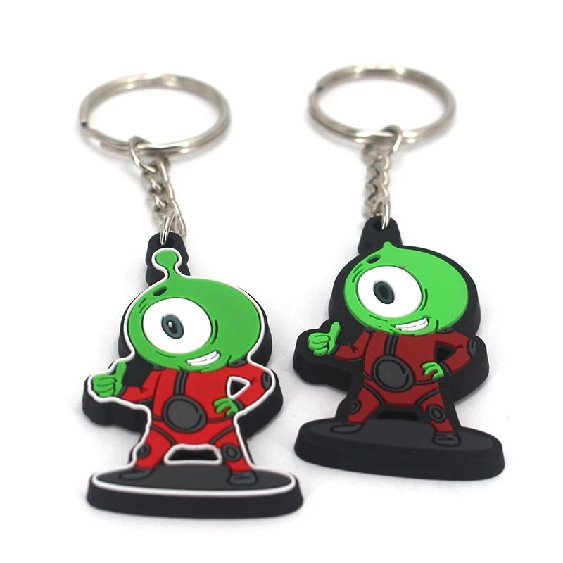 Unbeatable Factory Prices Cartoon Pattern Single Eye Alien Creature PVC Keychain Lightweight Colorful Waterproof 2D Keyring