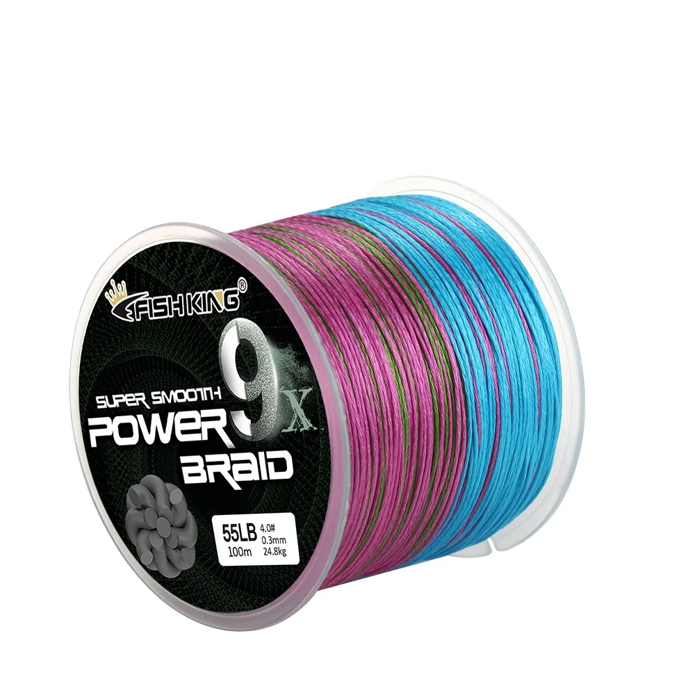 Whosale Price Line Fishing 100M 9 Strands Fishing Line Multi-color Braided Fishing Line Braid