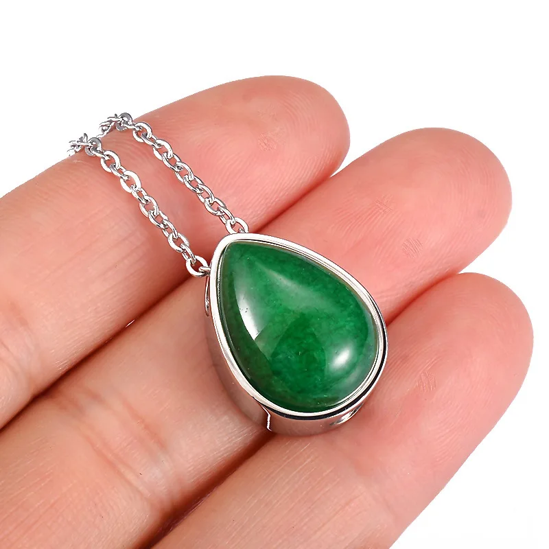New Design Natural Stone Teardrop Keepsake Ashes Necklace Urn Pendant Cremation Memorial Jewelry Necklace for Human ashes