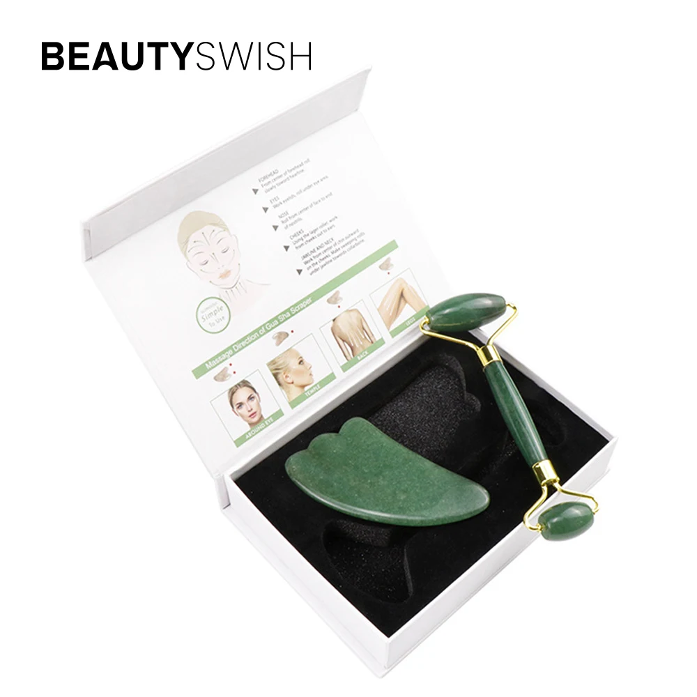 Female Anti Wrinkle Face Lifting Massager Jade Roller Face Rose Quartz Facial Jade Roller And Gua Sha