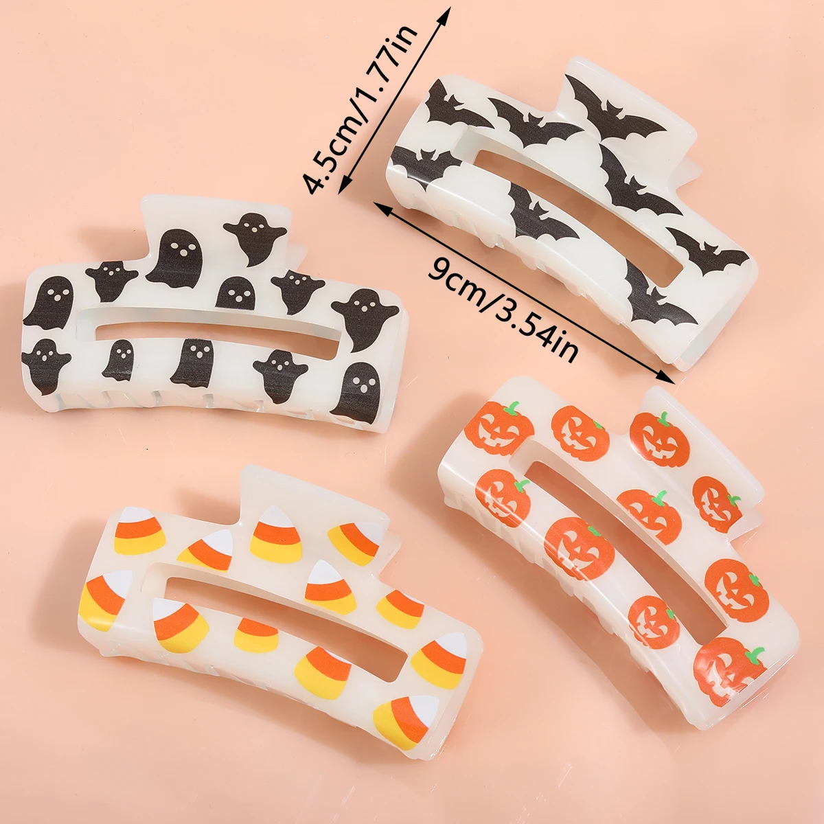 personalized custom halloween candy cute hair claws glow in the dark acetate hair claw clip