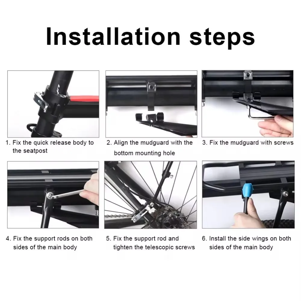 Quick Release Adjustable Bike Bicycle Cargo Rack MTB Road Bicycle Bike Cargo Luggage Carrier Rear Rack with Mudguard