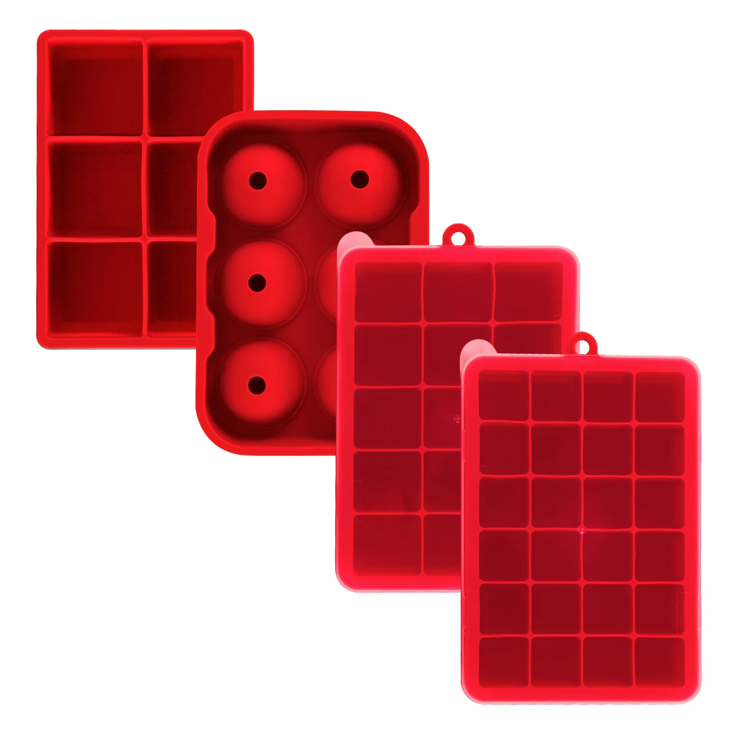 6-Hole round Ice Hockey Molded Flexible Cube Mold Tool Silicone Square Easy Release Ice Trays