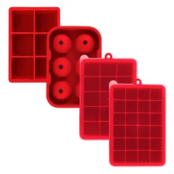 6-Hole round Ice Hockey Molded Flexible Cube Mold Tool Silicone Square Easy Release Ice Trays