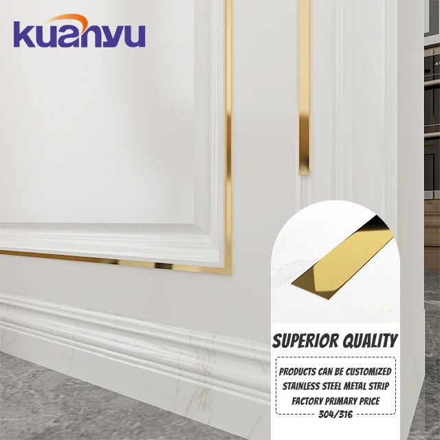 Gold Decorative Strip Tile Trim Gold Brushed Stainless Steel Flat Strip