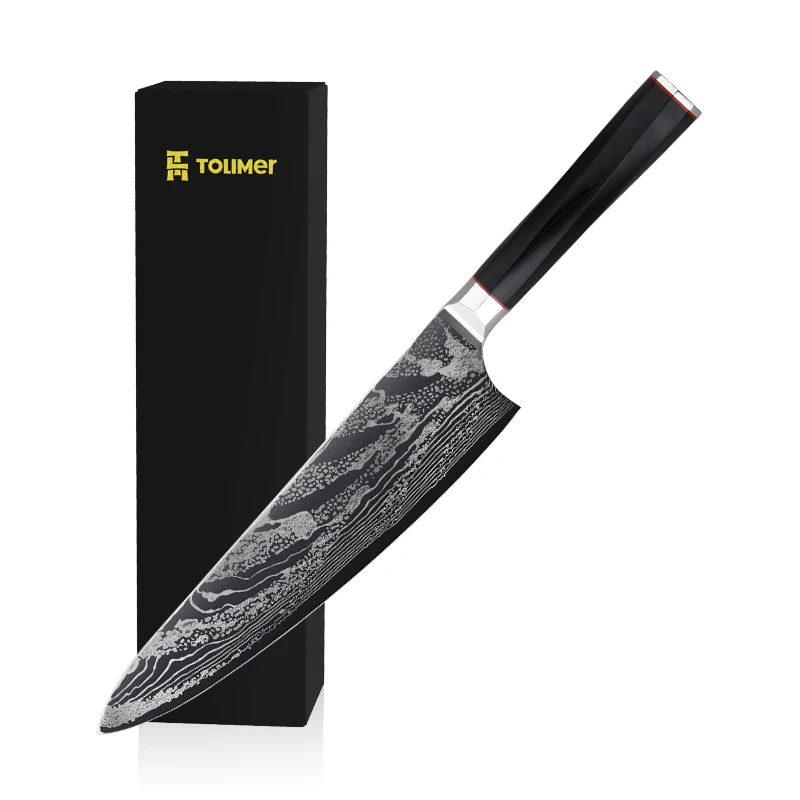 Custom narcissus pattern damascus chef knife high quality G10 octagonal handle kitchen 8 inch chef knife