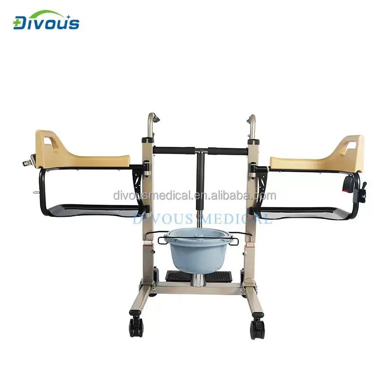 Health Care Supplies Hydraulic Patient Transfer Lift Chair With Commode Shower For Elderly