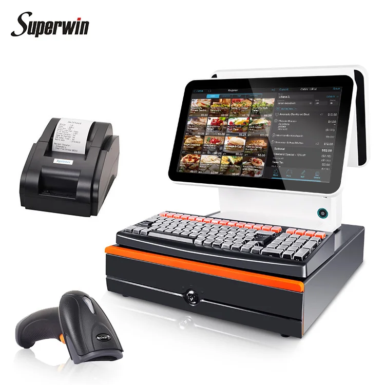 pos register pos terminal windows cashier machine for restaurant cashier roll paper cash acceptor machine cash drawer  POS