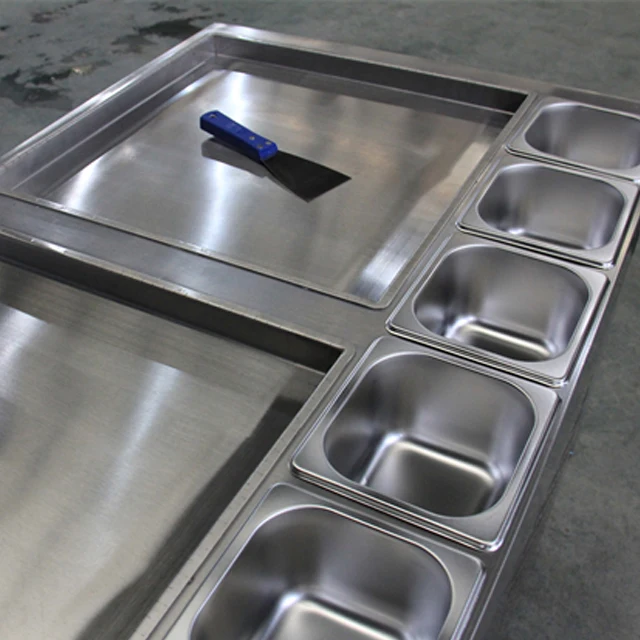 High quality thailand rolled fried ice cream machine double pan fry ice cream making machine square pan fired ice cream machine