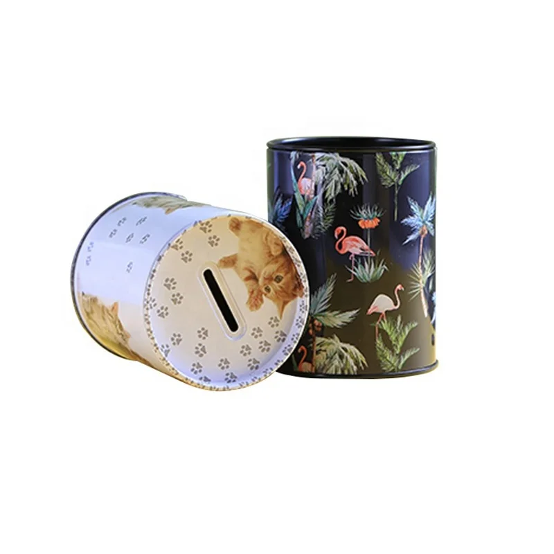 Customized coin tin can piggy bank metal money saving box donation charity gift tins