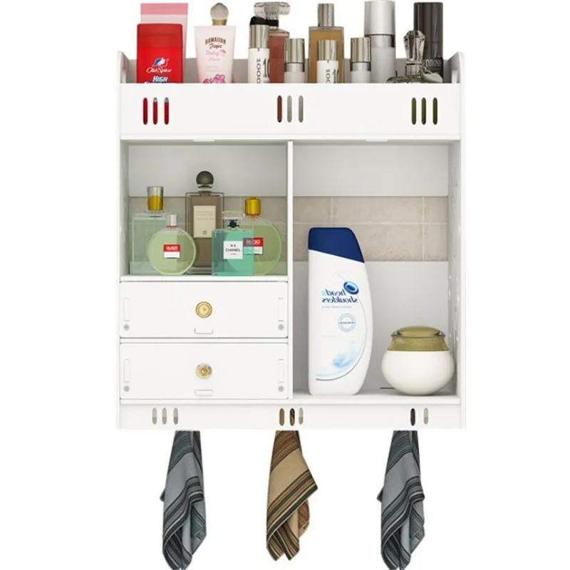 Toilet Cosmetic Storage Holder with Shelf  Plastic Shampo Organizer Cabinet Shelf Wall Mounted Bathroom shelves towel holder
