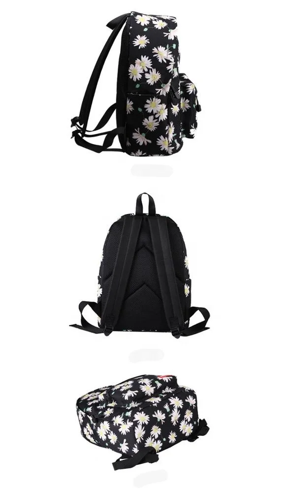 Custom Image Printing Flower Pattern Ladies college bags laptop backpack school bag for girl