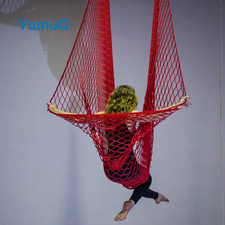YumuQ Synthetic Silk Portable Aerial Yoga Therapy Bed Flying Swing Hanging Hammock Set Sling For Antigravity