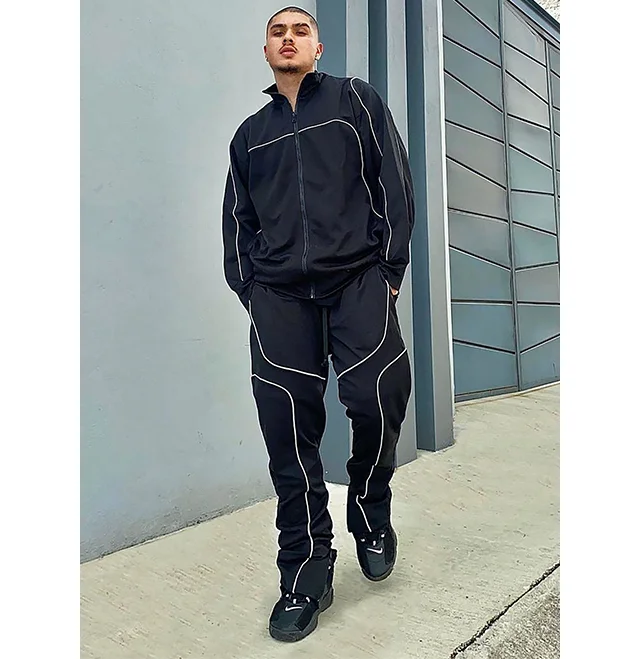 2022 Custom Logo Sweatsuits Jogging Track Suits Sport Slim Fit Reflective Custom Men Plain Tracksuit Set