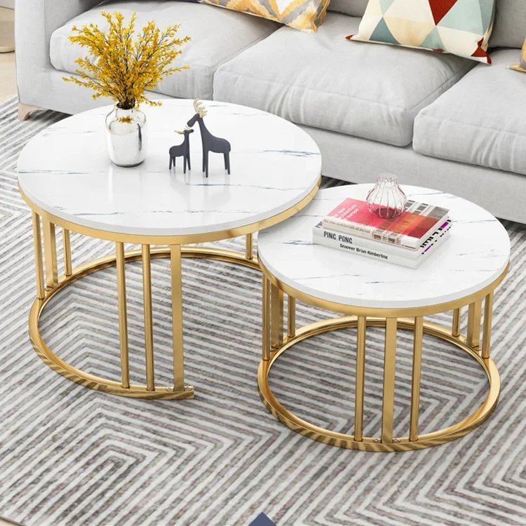 Living room furniture sets metal center coffee tables modern luxury meuble de table basse salon round coffee table
