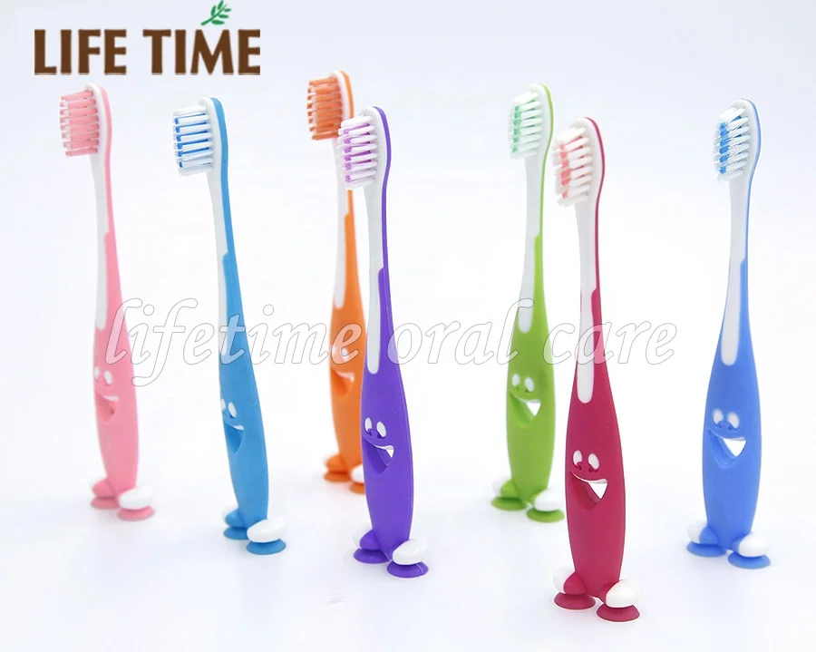 High quality tooth brush manufacturer soft bristle children cepillo suction cup stand kids child toothbrush
