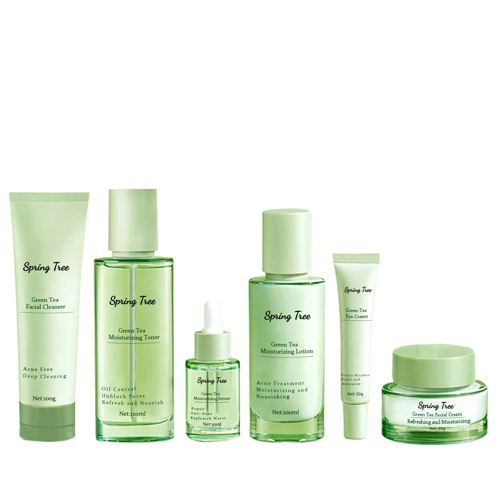 Private label natural vegan korean whitening Green Tea Purify Balancing Skin Care Set  Facial Care Kit