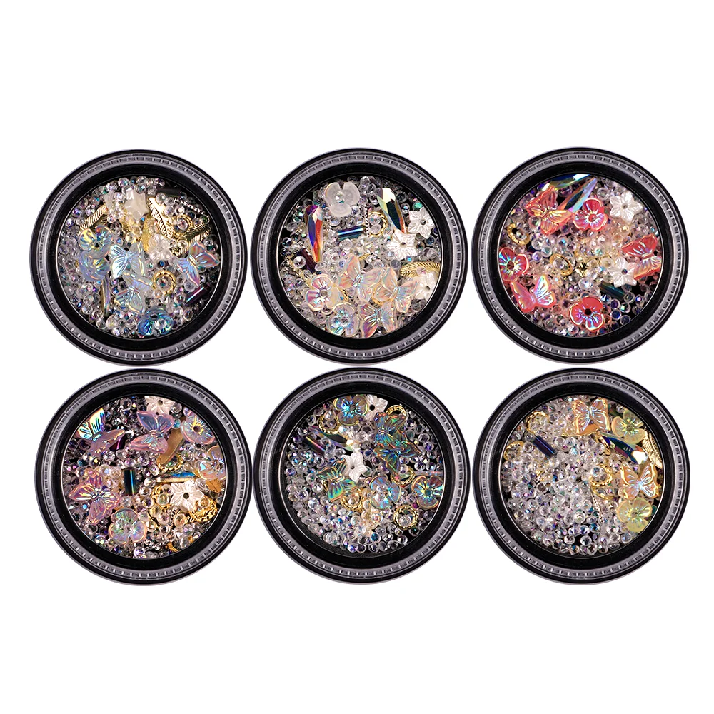 New Listing 3D Glitter Butterfly Crystal Diamond Mix And Match Series Nail Art Rhinestone Personal DIY Nail Decoration For Girls