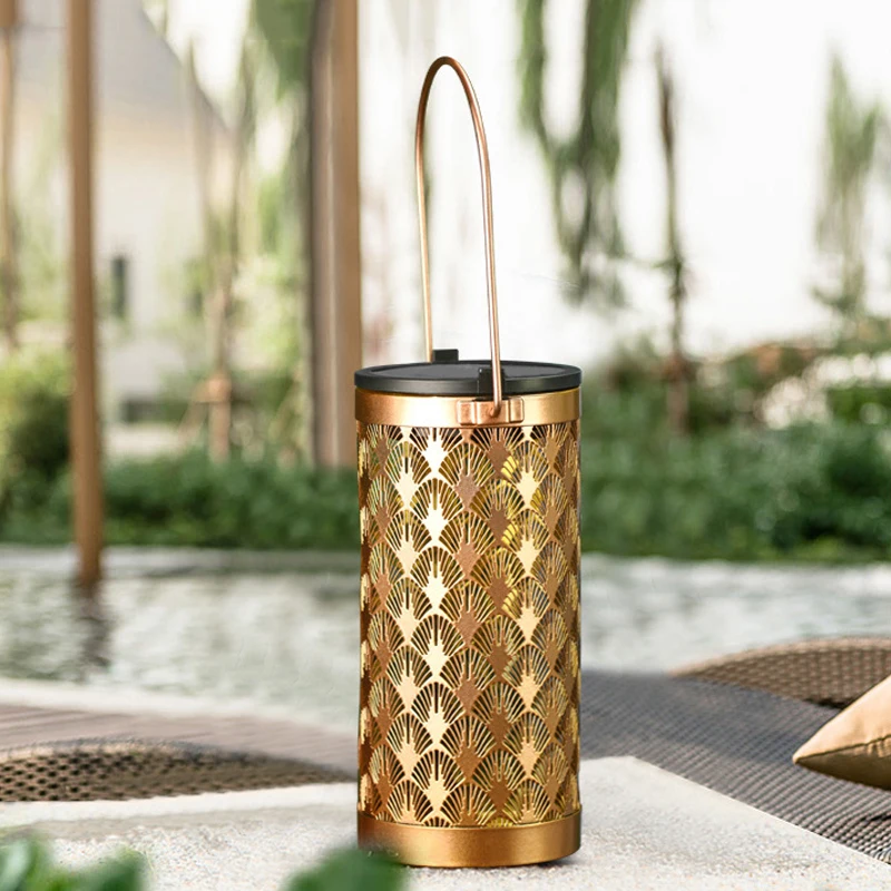 Outdoor Solar Powered Waterproof Hollow Lanterns Honeybee Hanging Light Patio Yard Metal Landscape Solar Garden Lights for Home