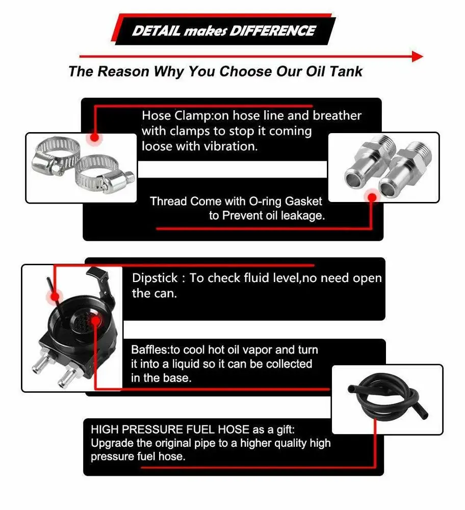 Маслоуловитель, бак, резервуар, двойной цилиндр, воздушный масляный сепаратор двигателя для универсального автомобиля, черный полированный алюминий