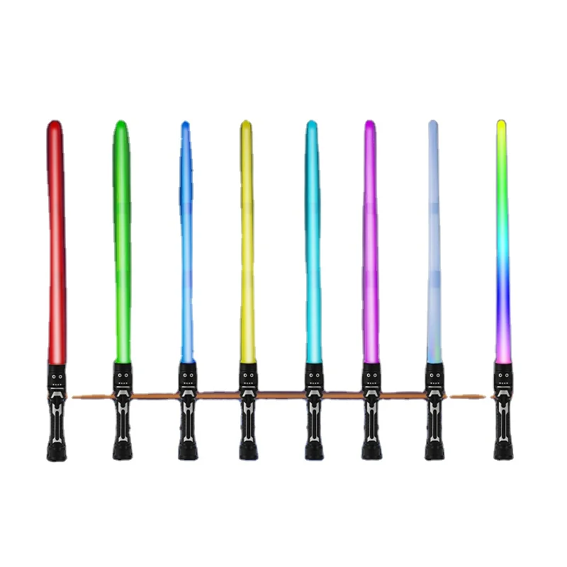 2-in-1 Luminous Toy Telescopic Fluorescent Stick Flashlight Stick 7 colors switch freely  laser Space Sword toy for kids