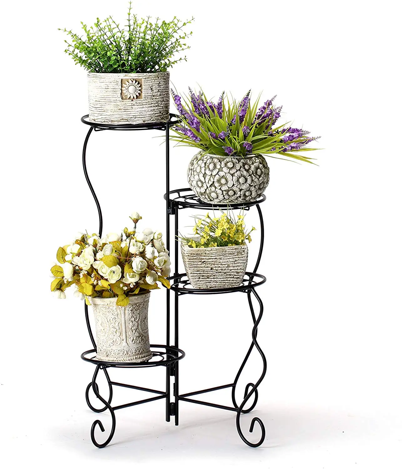 Горячая продажа покрытия 4-ярусный выставочный стенд дома балкон Декор горшка Витрина Полка Железный Держатель цветочного горшка подставка для растений