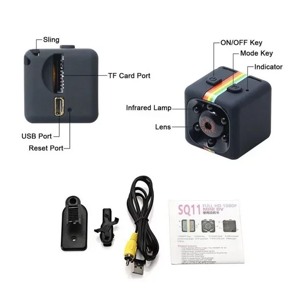 1080p Smart Small Home Infrared Night Vision Hidden Spy Ip Motion Detection Micro Wireless Security Cctv Dv SQ11 Mini Camera