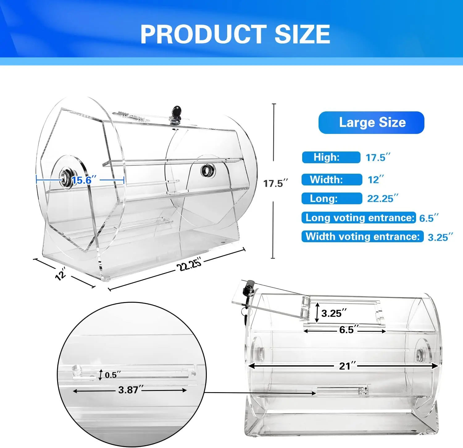 Large Size Professional Raffle Ticket Spinning Drum Acrylic Wheel Spinner Lottery Cage Acrylic Raffle Box