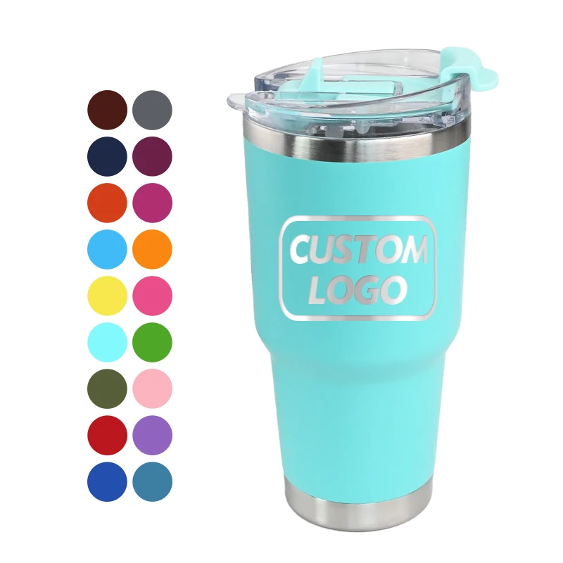 Custom logo new lids 30oz powder coated vacuum tumbler stainless steel insulated car travel coffee mugs with straw