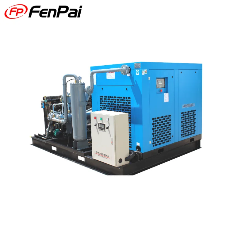 Combined 30bar screw booster compressor air compressor 22kw blow air compressor with 500 liter tank and air dryer
