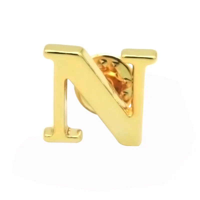 New 26 alphabet letter gold metal plated initial alphabet pin stainless steel enamel alphabet letter charms