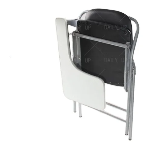 PU Leather padded Seat Folding Chair With Tablet And Book Holder Foldable Office Computer Chair For Meeting Reference Training
