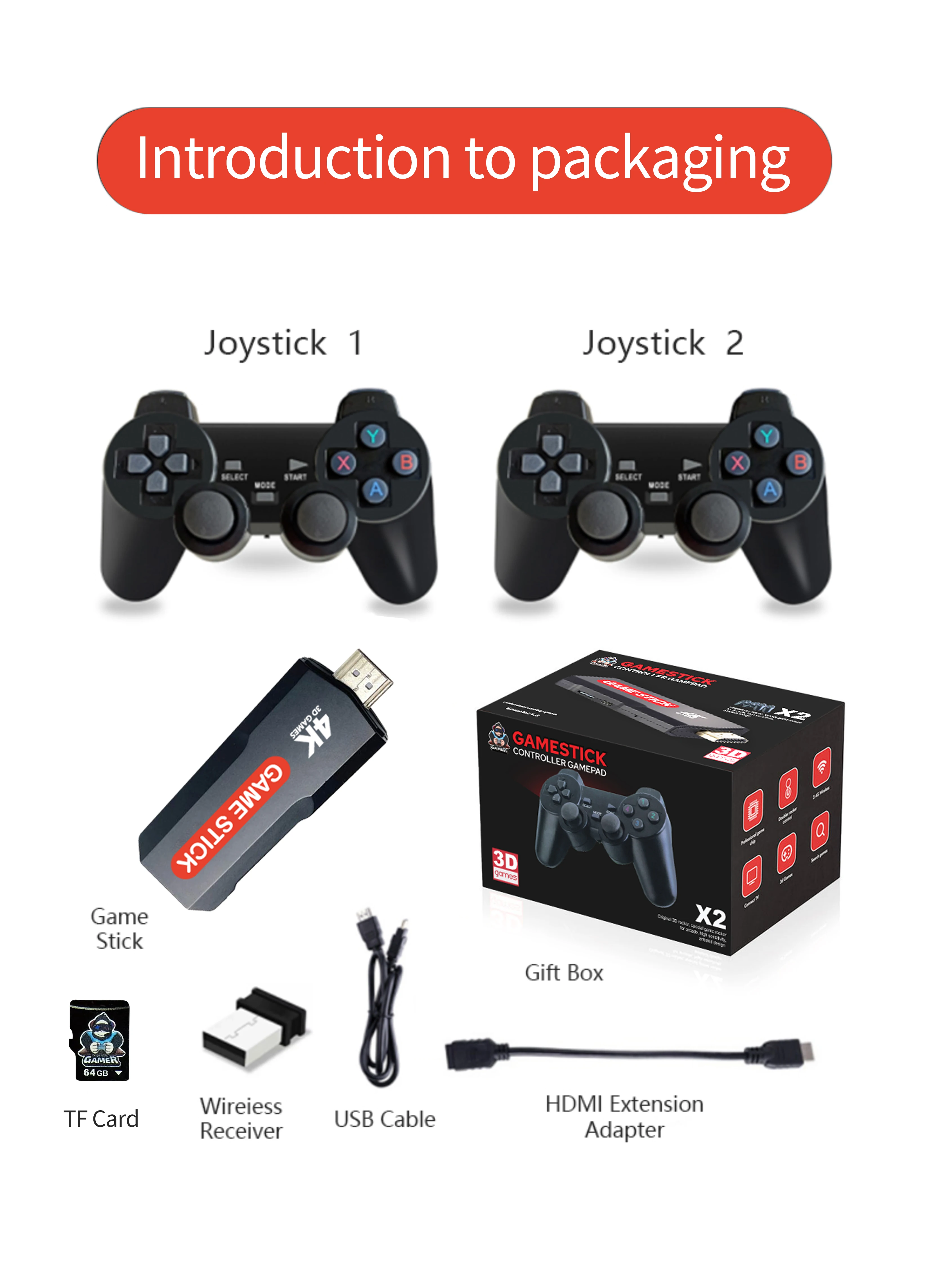 X2 Plus wholesale Q8 40000+ Classic Retro Games 64G 128G Game stick wireless controller emulator console for Super Gaming Stick