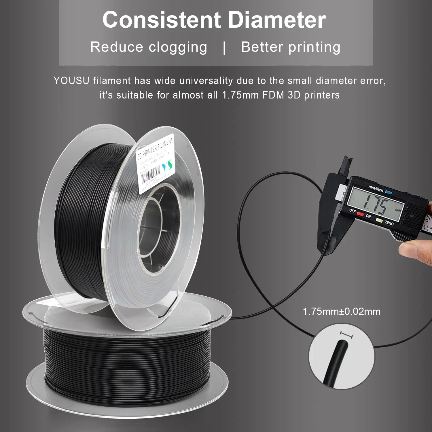 YOUSU проводящая нить пла 175 мм 1 кг нить для 3d принтера нить для 3d принтера проводящая нить пла