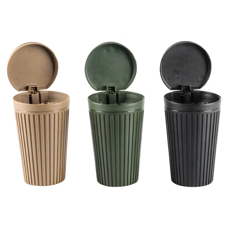 UKETA Wholesale New Military Style  Portable Ashtray For Car Waste Bin Shape Plastic Cigar Ashtray Customized