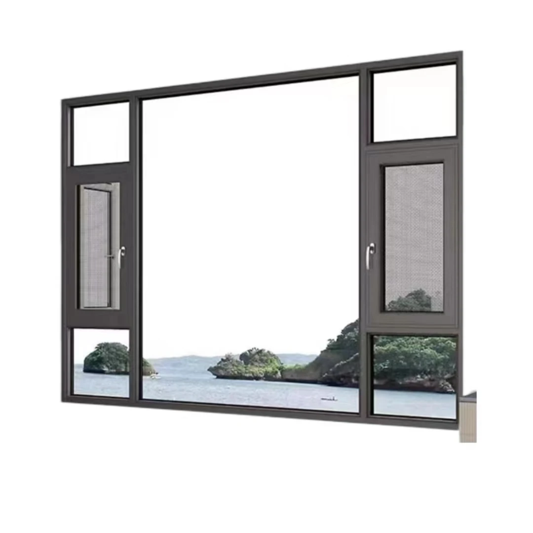 Broken bridge aluminum sea view room high-end aluminum alloy doors and windows, floor to ceiling swing windows